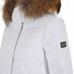 Chic White Down Jacket with Fur-Trimmed Hood
