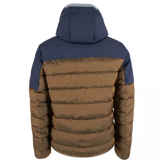 Chic Quilted Down Jacket with Softshell Inserts