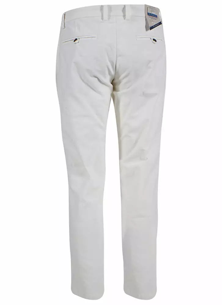 Elegant White Chino Trousers with Pleats