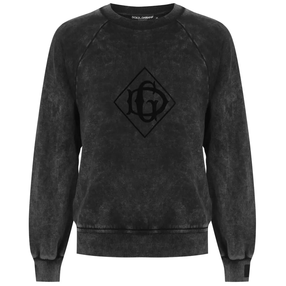 Velvet Logo Crewneck Sweatshirt in Faded Black