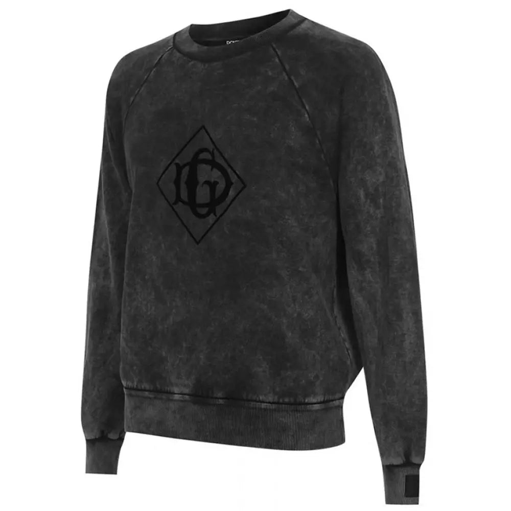 Velvet Logo Crewneck Sweatshirt in Faded Black