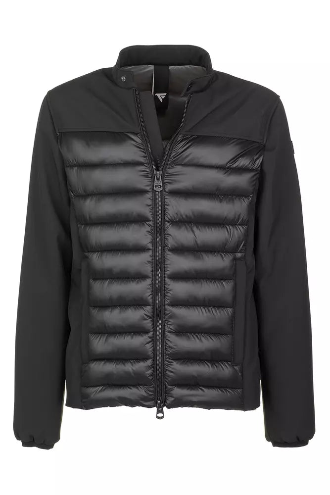 Tech Fabric Zip-Up Men's Jacket in Black