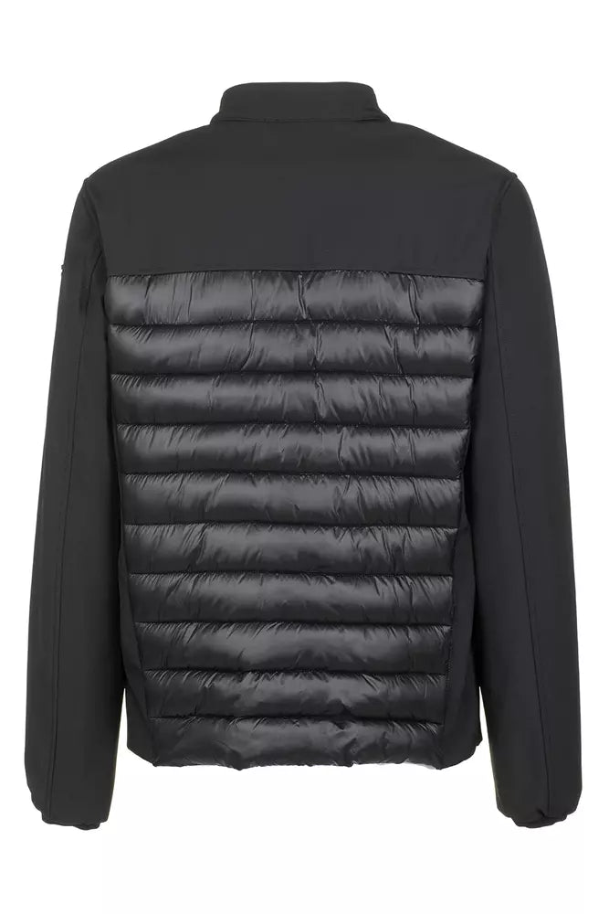 Tech Fabric Zip-Up Men's Jacket in Black