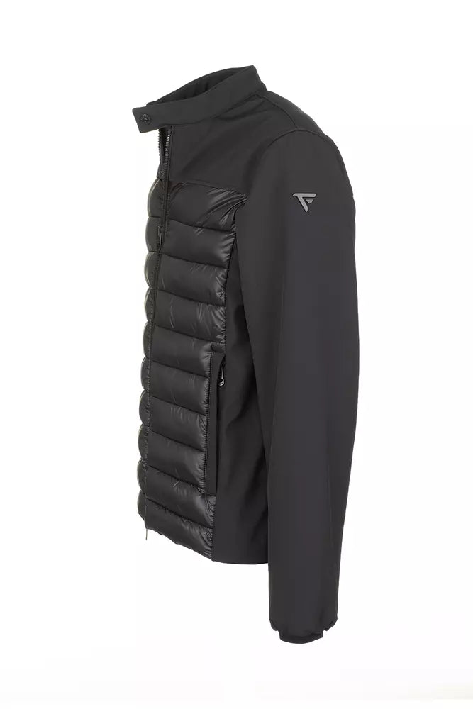 Tech Fabric Zip-Up Men's Jacket in Black