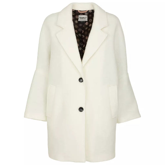 Chic Winter Warmth: White Wool Blend Coat