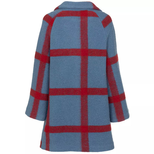 Elegant Wool-Blend Blue Coat