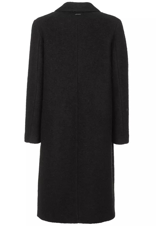 Elegant Black Wool Blend Coat