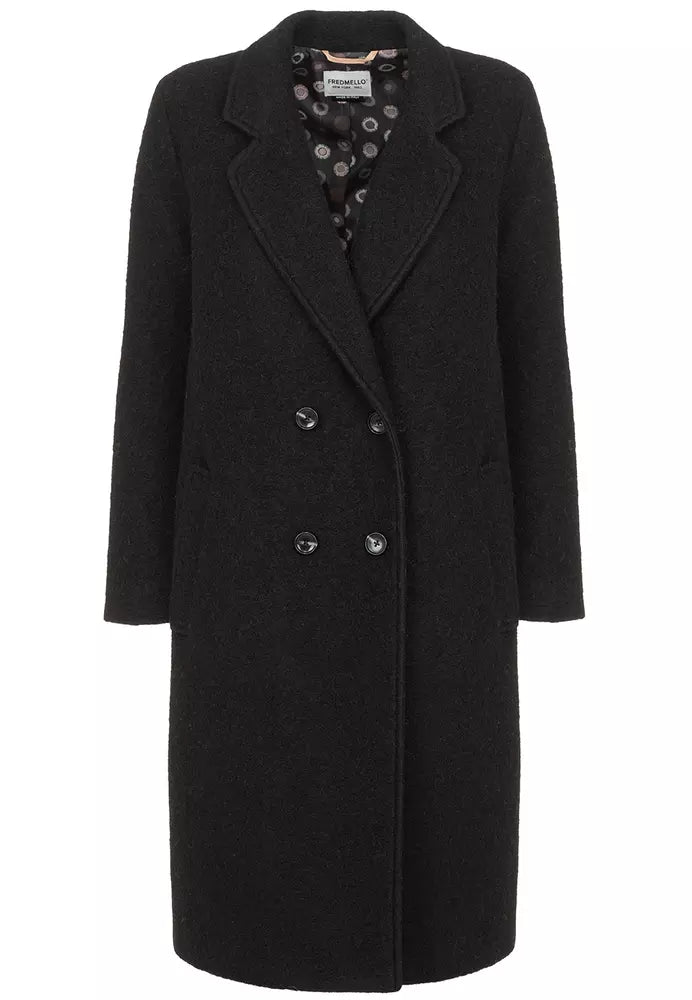 Elegant Black Wool Blend Coat