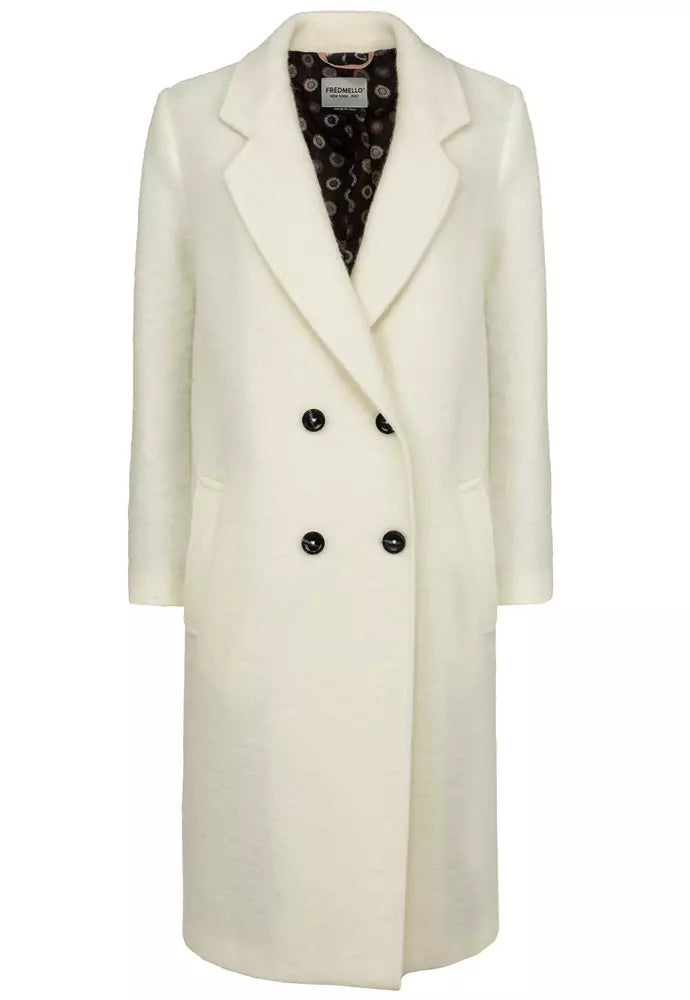 Elegant Wool Blend White Coat