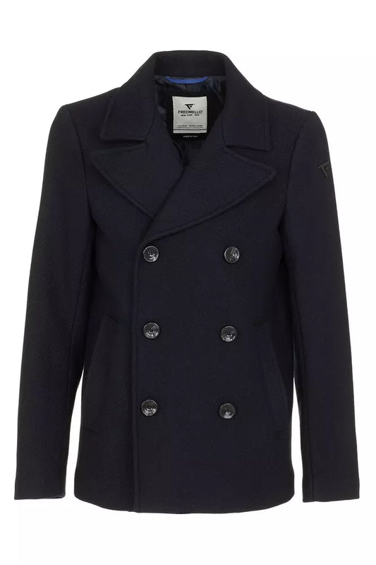 Elegant Men's Short Wool Blend Coat