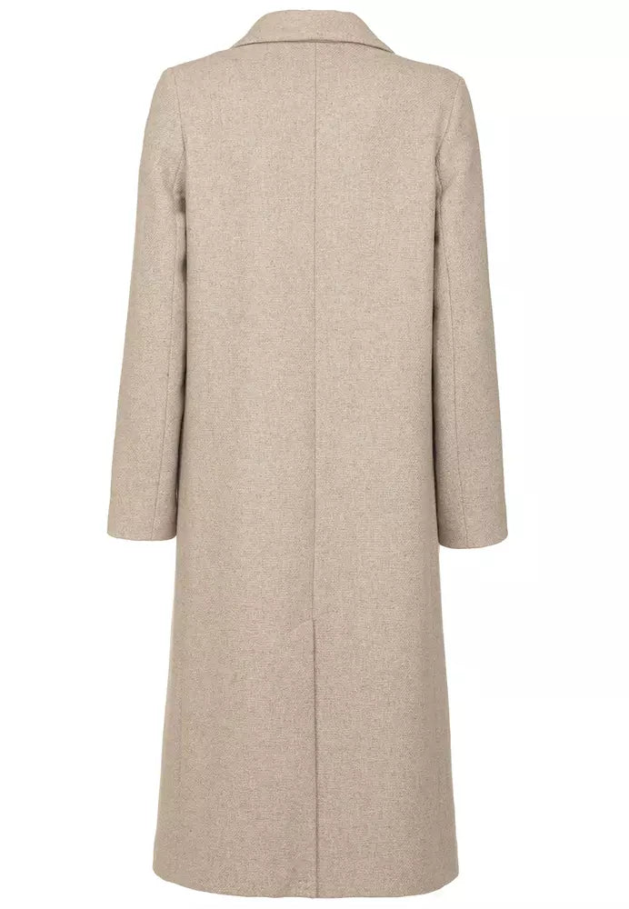 Elegant Beige Wool Blend Coat for Women