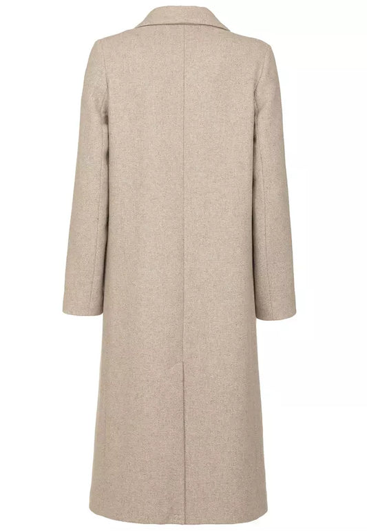 Elegant Beige Wool Blend Coat for Women