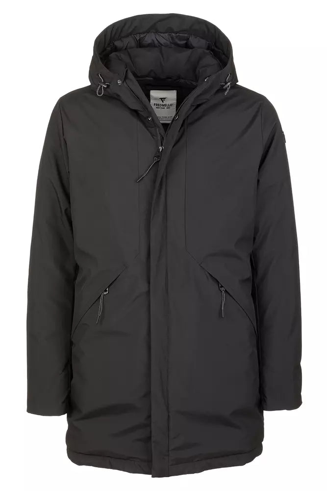 Sleek Men's Tech Fabric Jacket with Hood