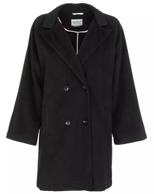 Elegant Double-Breasted Coat with Side Pockets