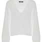 Chic Beige V-Neck Wool Blend Sweater