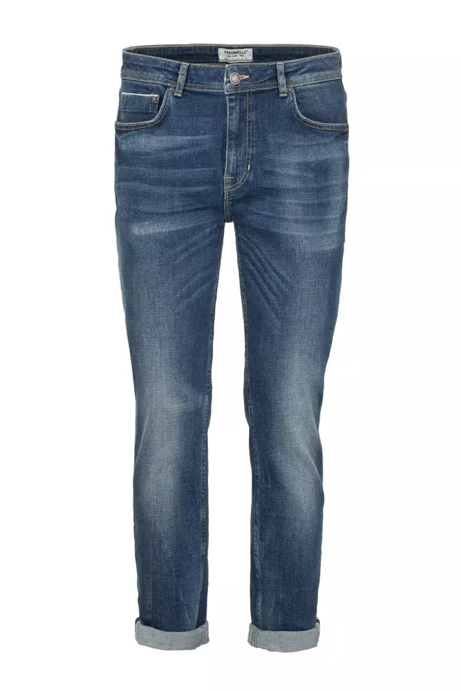 Chic Blue Cotton Stretch Jeans