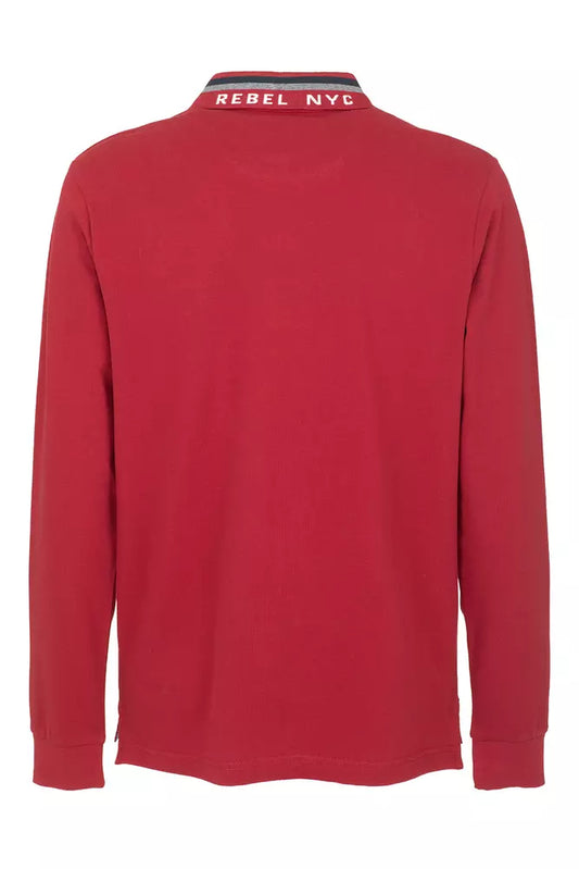 Men's Cotton Long Sleeve Polo - Vibrant Red