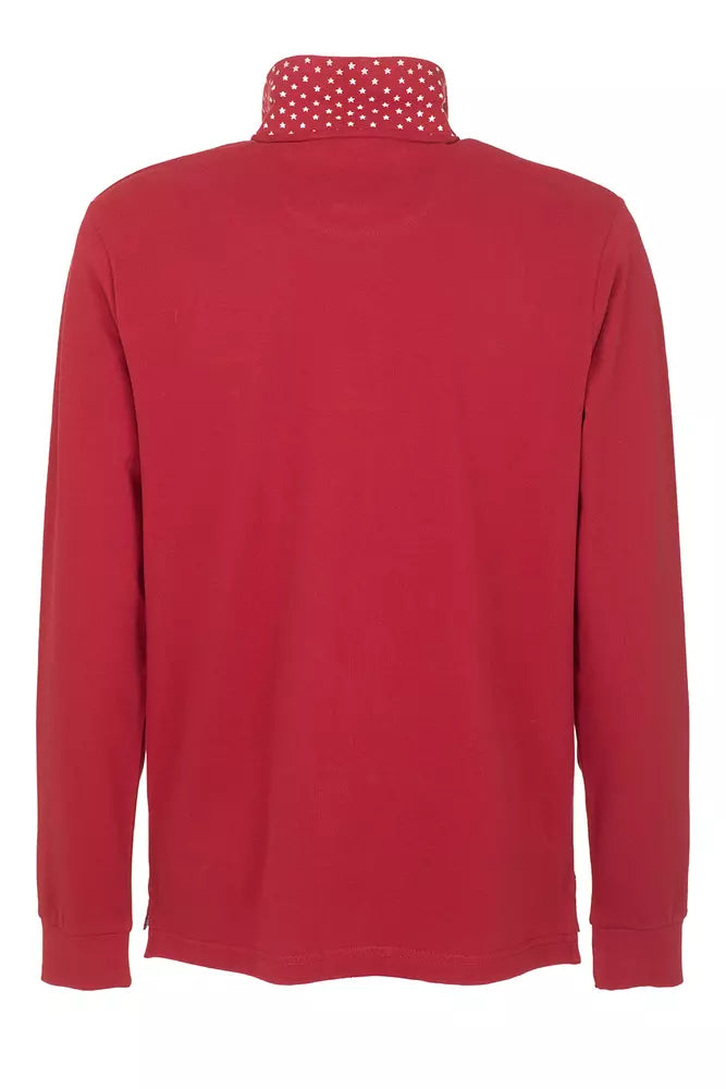 Men's Cotton Long Sleeve Polo - Vibrant Red