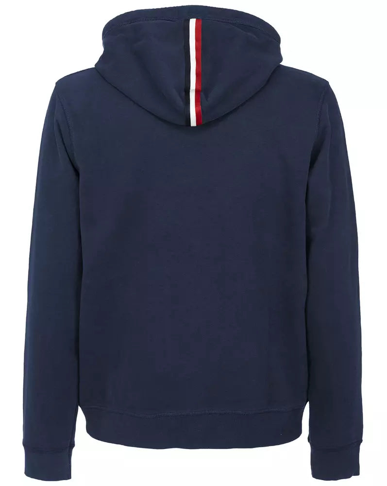 Chic Dark Blue Cotton Hooded Sweatshirt