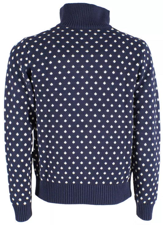 Chic High Collar Zip Sweater with Polka Dot Accent