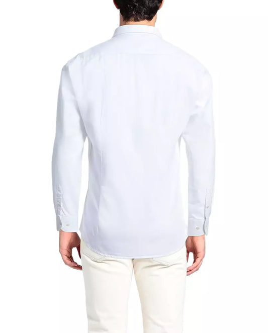 Elegant White Cotton Blend Dress Shirt