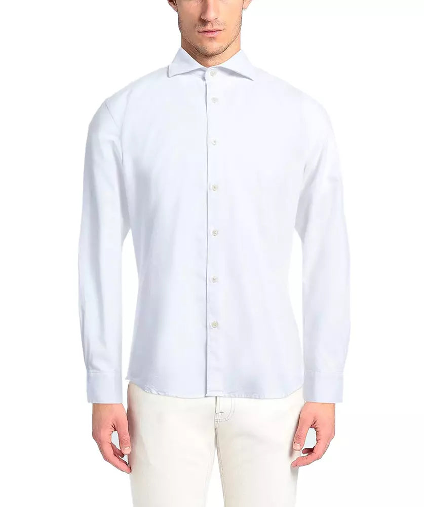 Elegant White Cotton Blend Dress Shirt