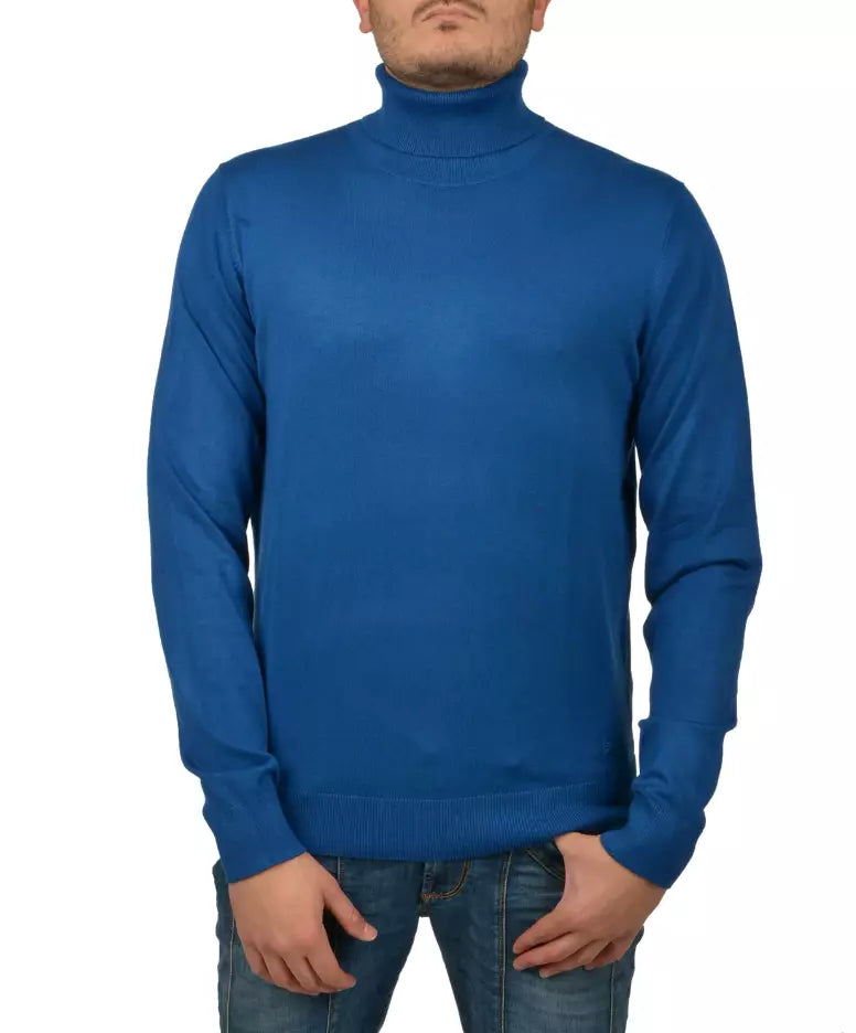 China Blue Viscose Turtleneck Sweater