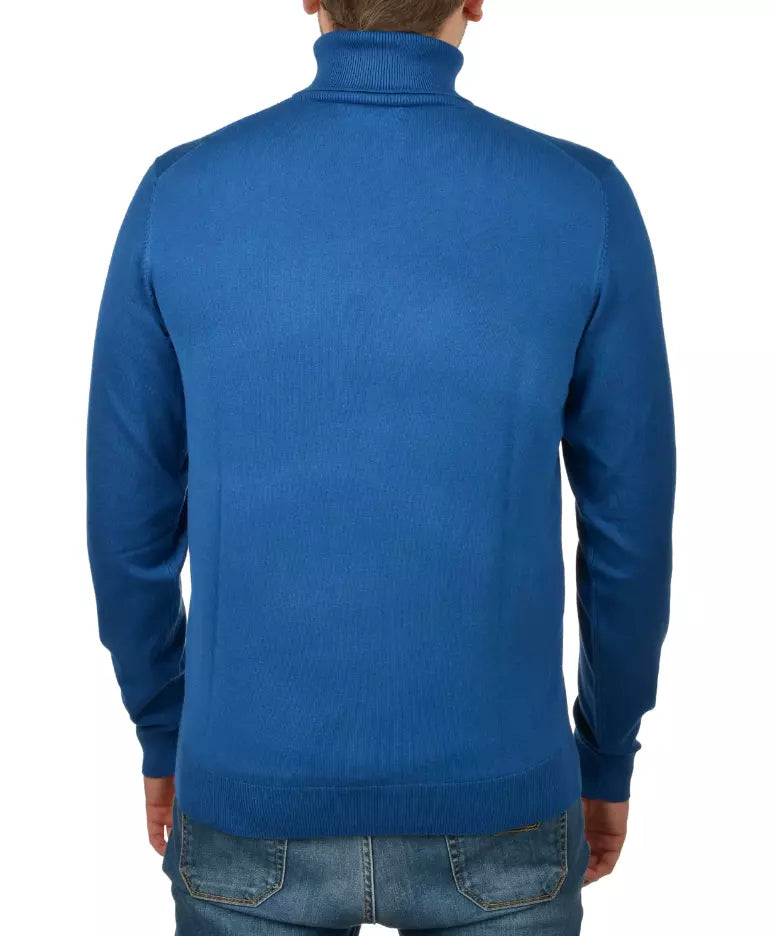 China Blue Viscose Turtleneck Sweater