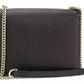 Elegant Black Leather Shoulder Bag with Silver Charm