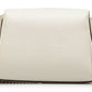 Cream White Leather Shoulder Bag with Silver Hardware