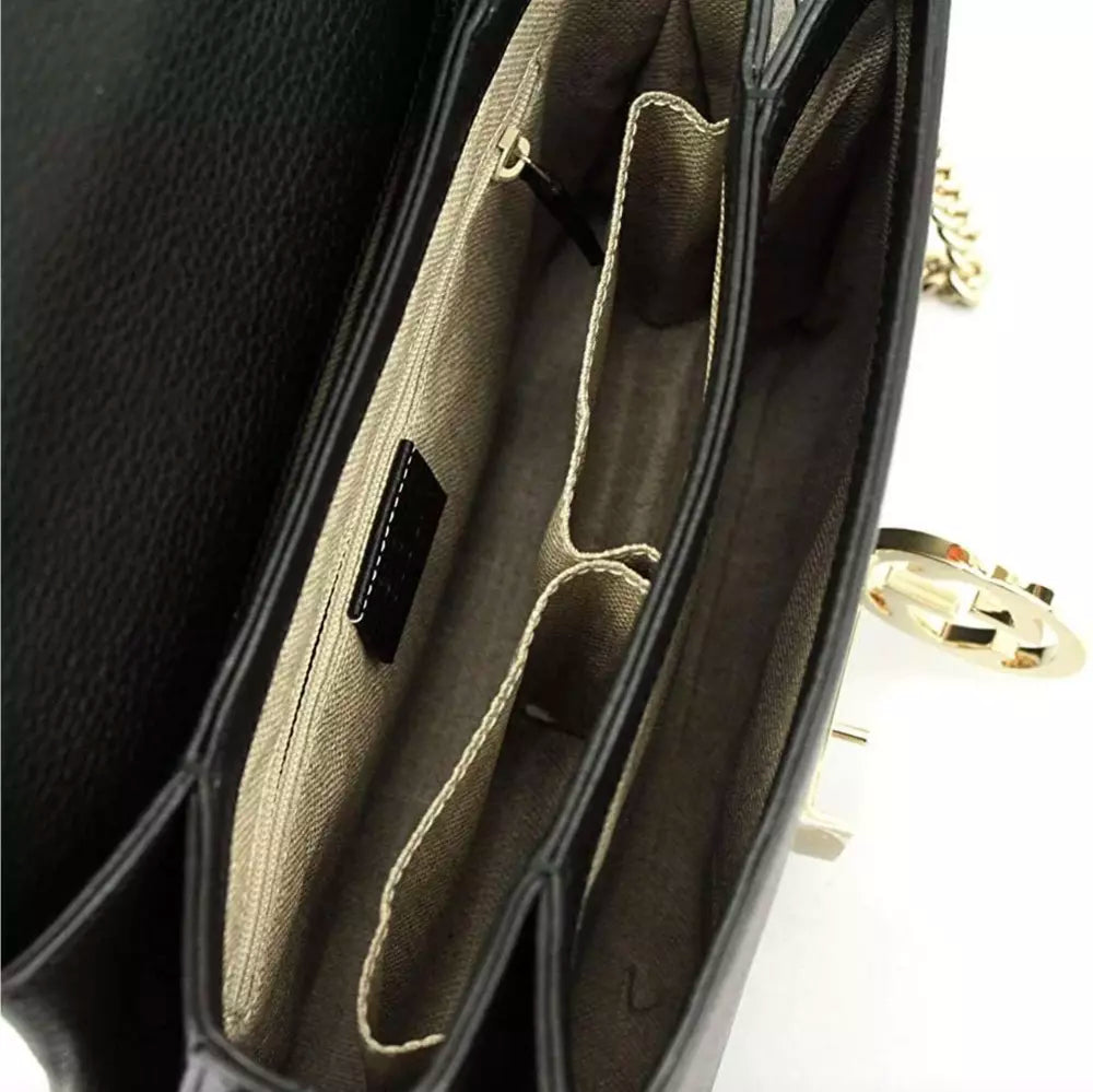 Elegant Leather Shoulder Bag with Silver Accents