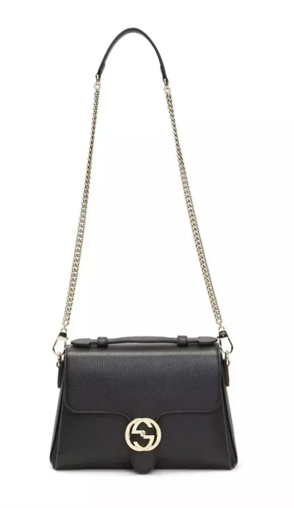 Elegant Leather Shoulder Bag with Silver Accents