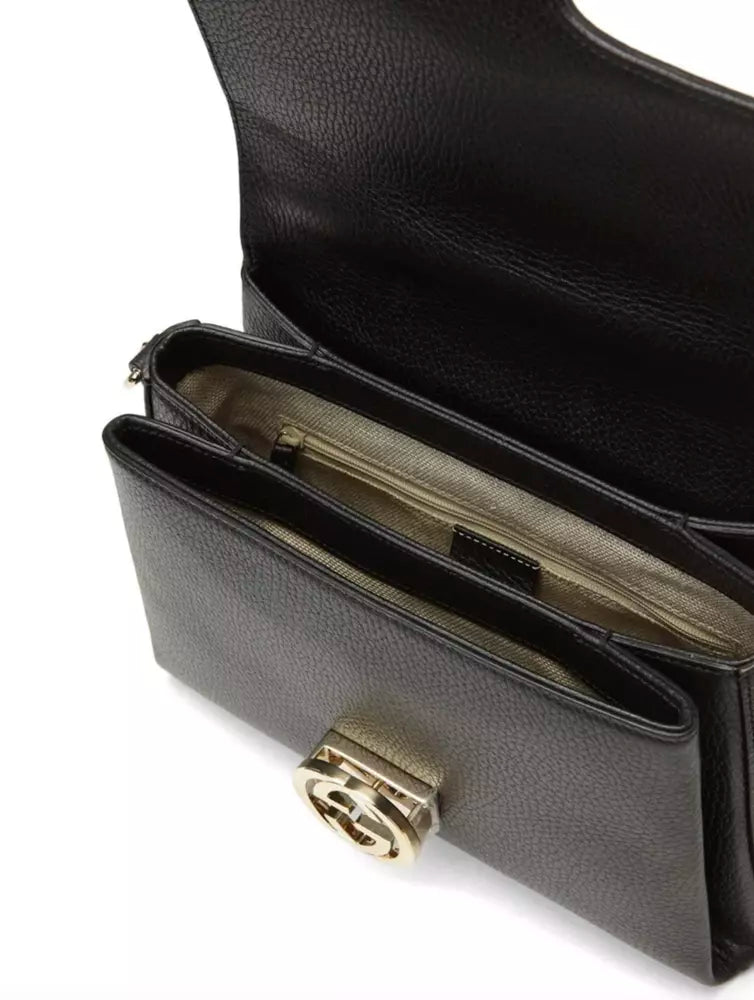 Elegant Leather Shoulder Bag with Silver Accents