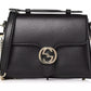 Elegant Leather Shoulder Bag with Silver Accents