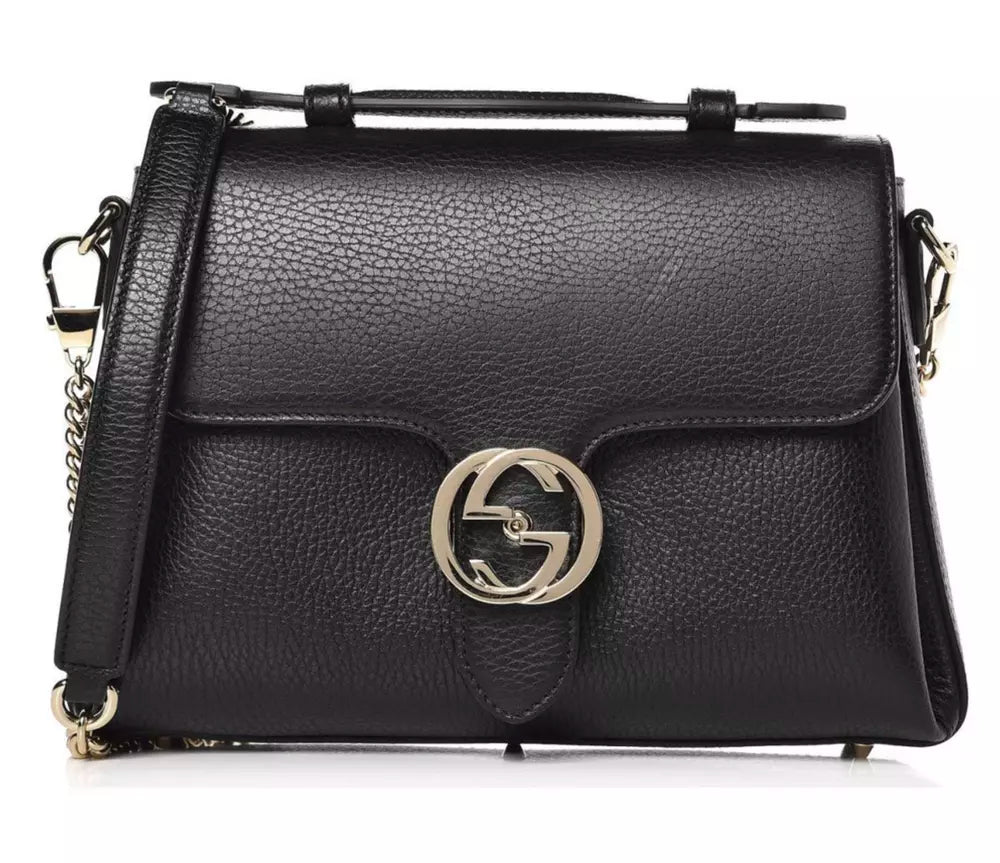 Elegant Leather Shoulder Bag with Silver Accents