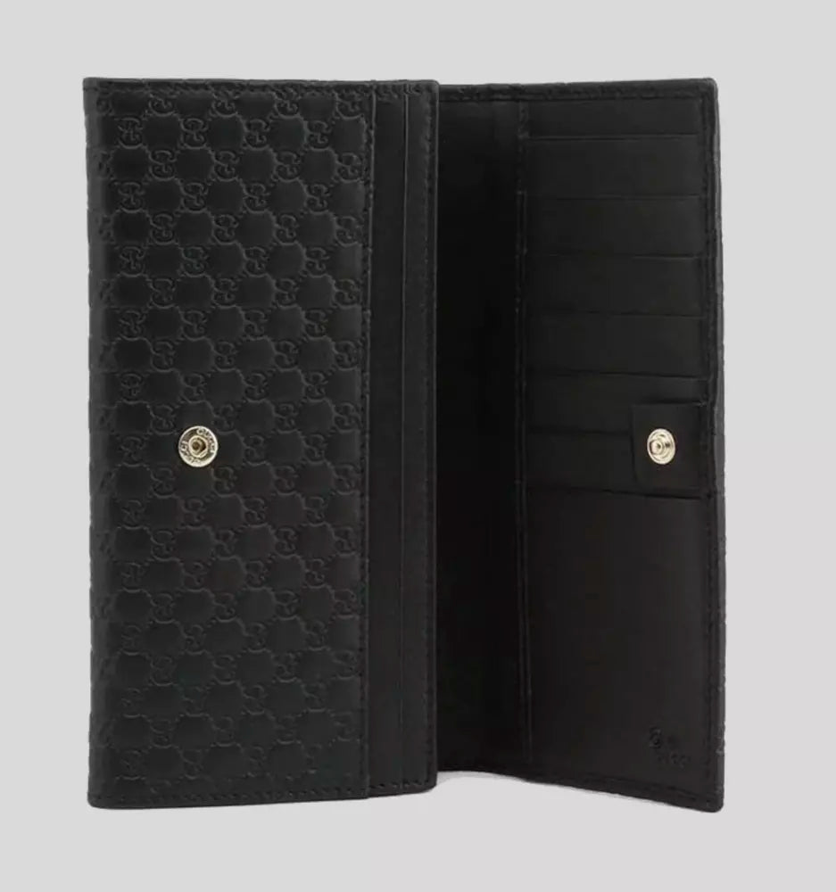 Elegant Microguccissima Leather Wallet in Black