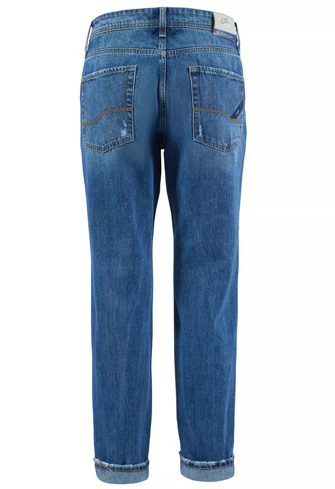 Timeless Blue Distressed Cotton Denim