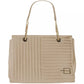 Chic Beige Calfskin Crossbody with Chain Detail