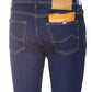 Elegant Blue Nick Jeans with Yellow Accents