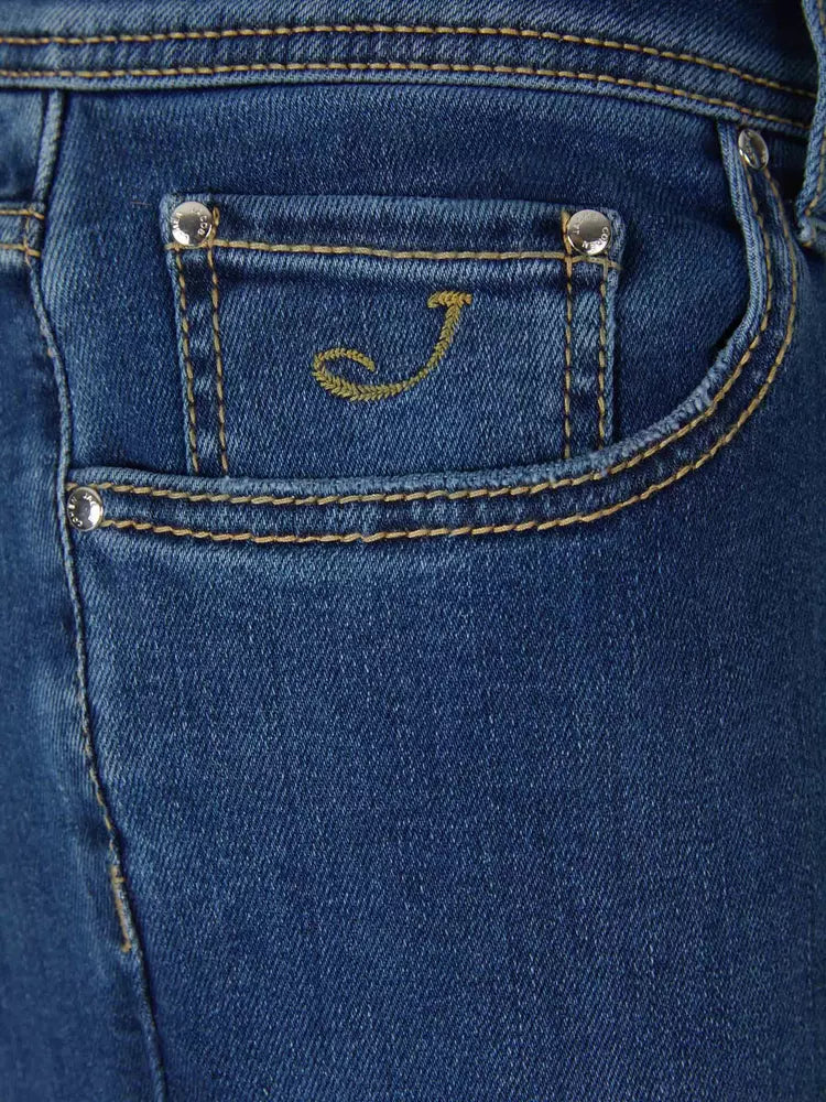 Elite Blue Nick Jeans with Silver Button Detail