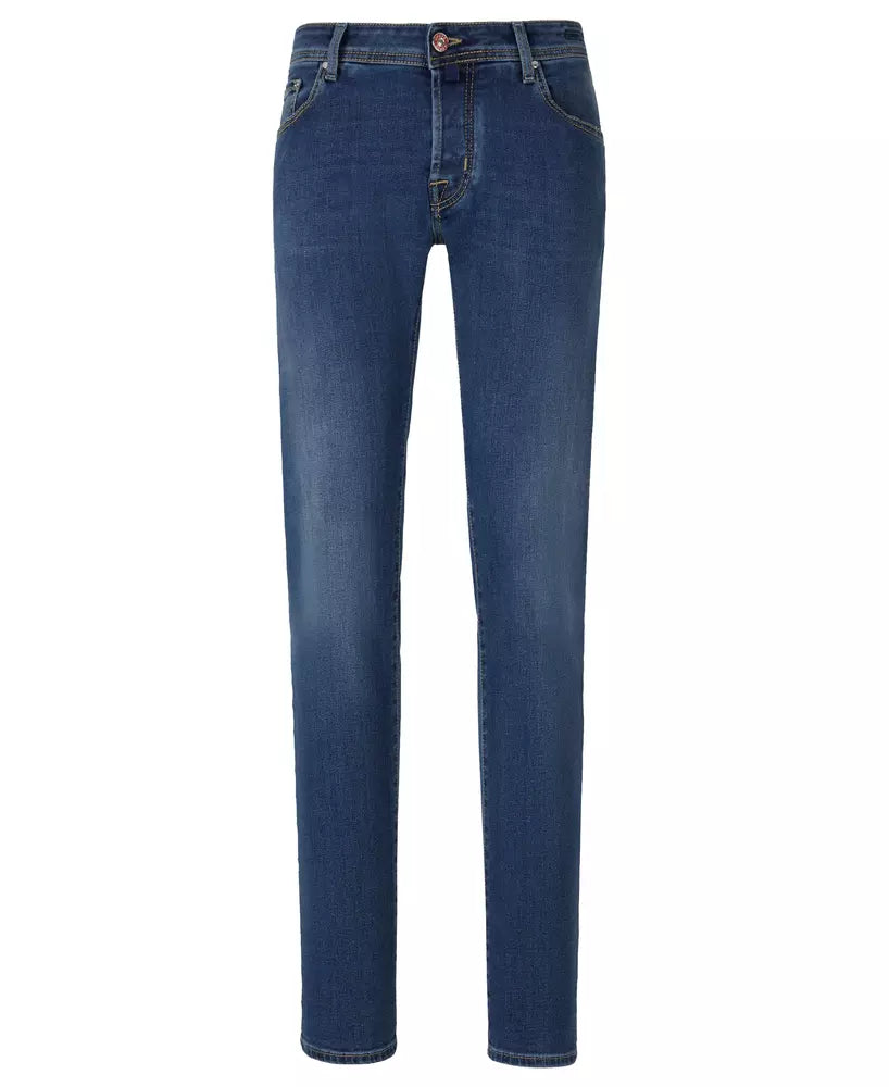 Elegant Blue Bard Jeans - Embroidered Detail