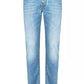 Elegant Faded Light Blue Stretch Jeans