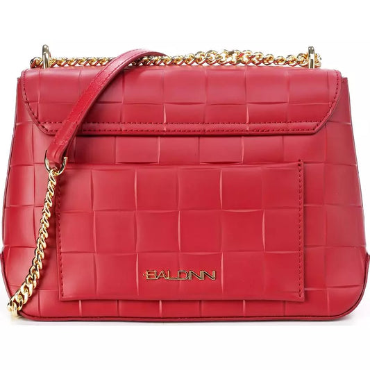 Elegant Red Calfskin Shoulder Bag with Chain Strap