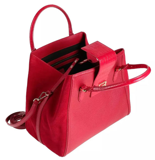 Elegant Calfskin Croco-Print Handbag