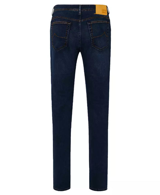 Chic Dark Blue Bard Denim with Contrast Stitching