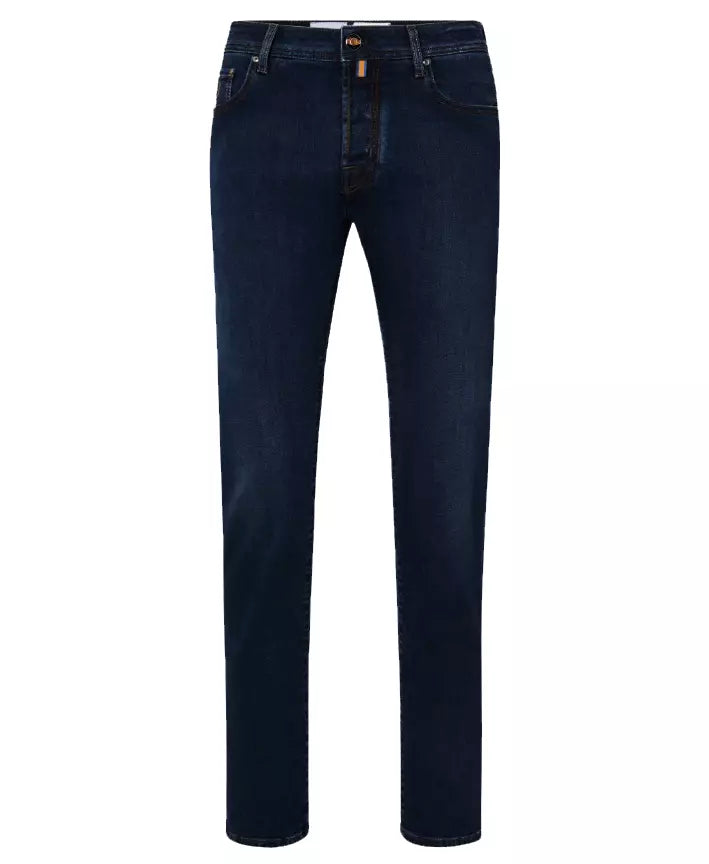 Chic Dark Blue Bard Denim with Contrast Stitching