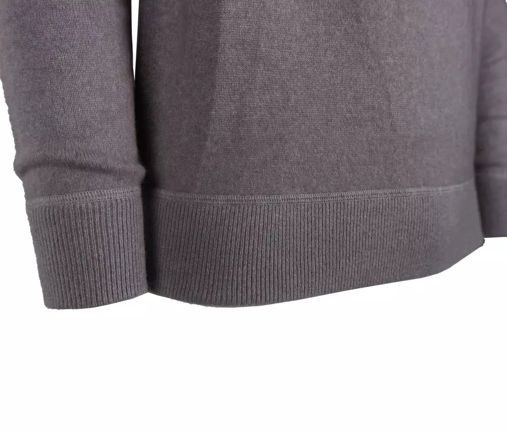 Elegant Gray Cashmere Crew Neck Sweater