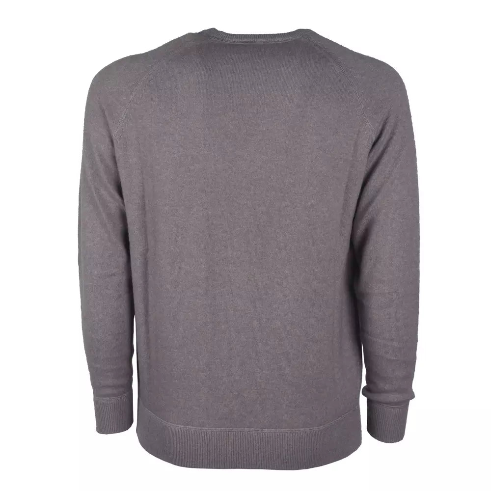 Elegant Gray Cashmere Crew Neck Sweater