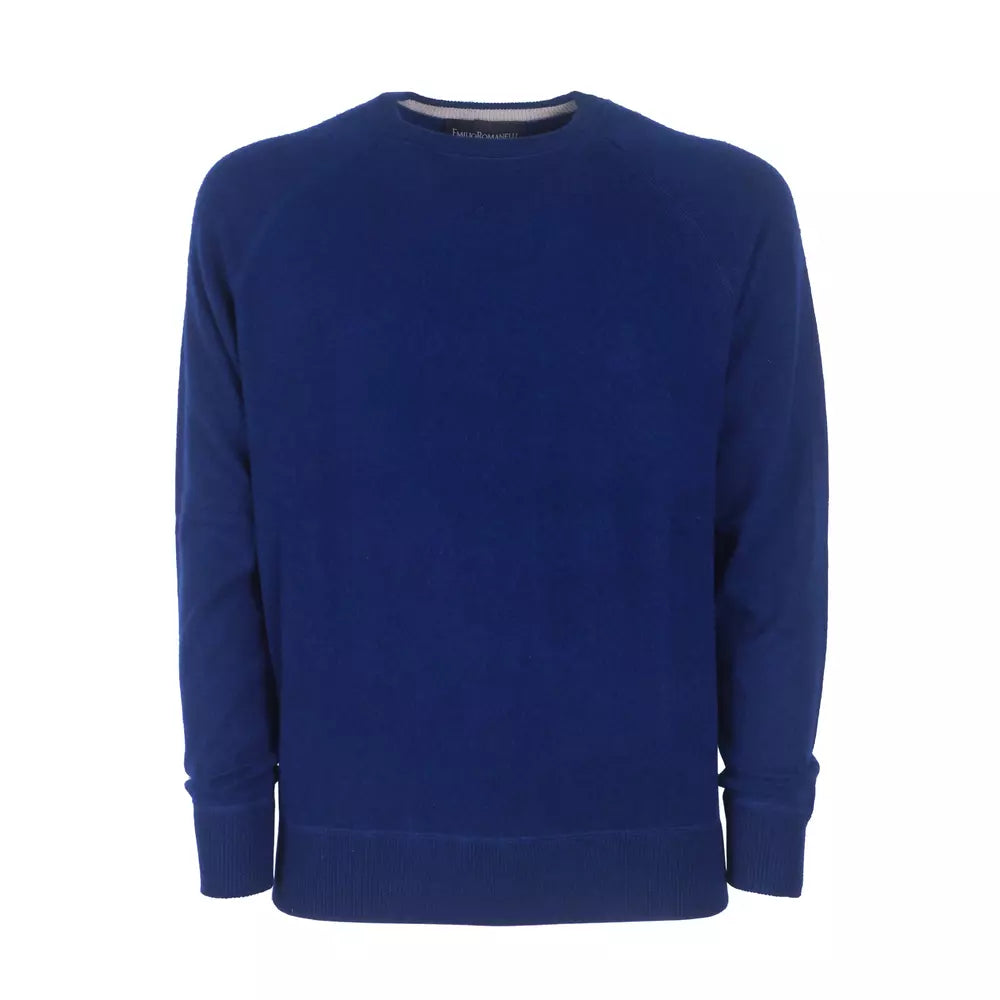 Navy Blue Cashmere Crew Neck Sweater - Slim Fit