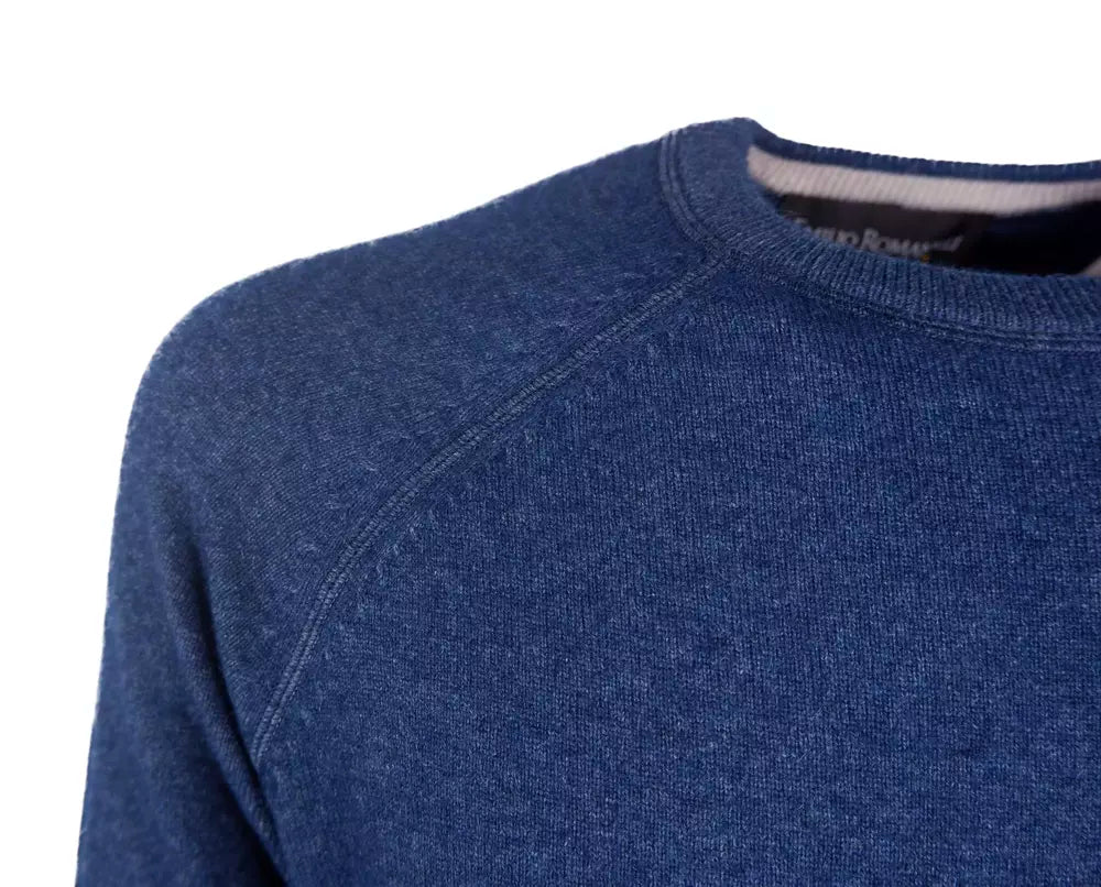 Navy Blue Cashmere Crew Neck Sweater - Slim Fit